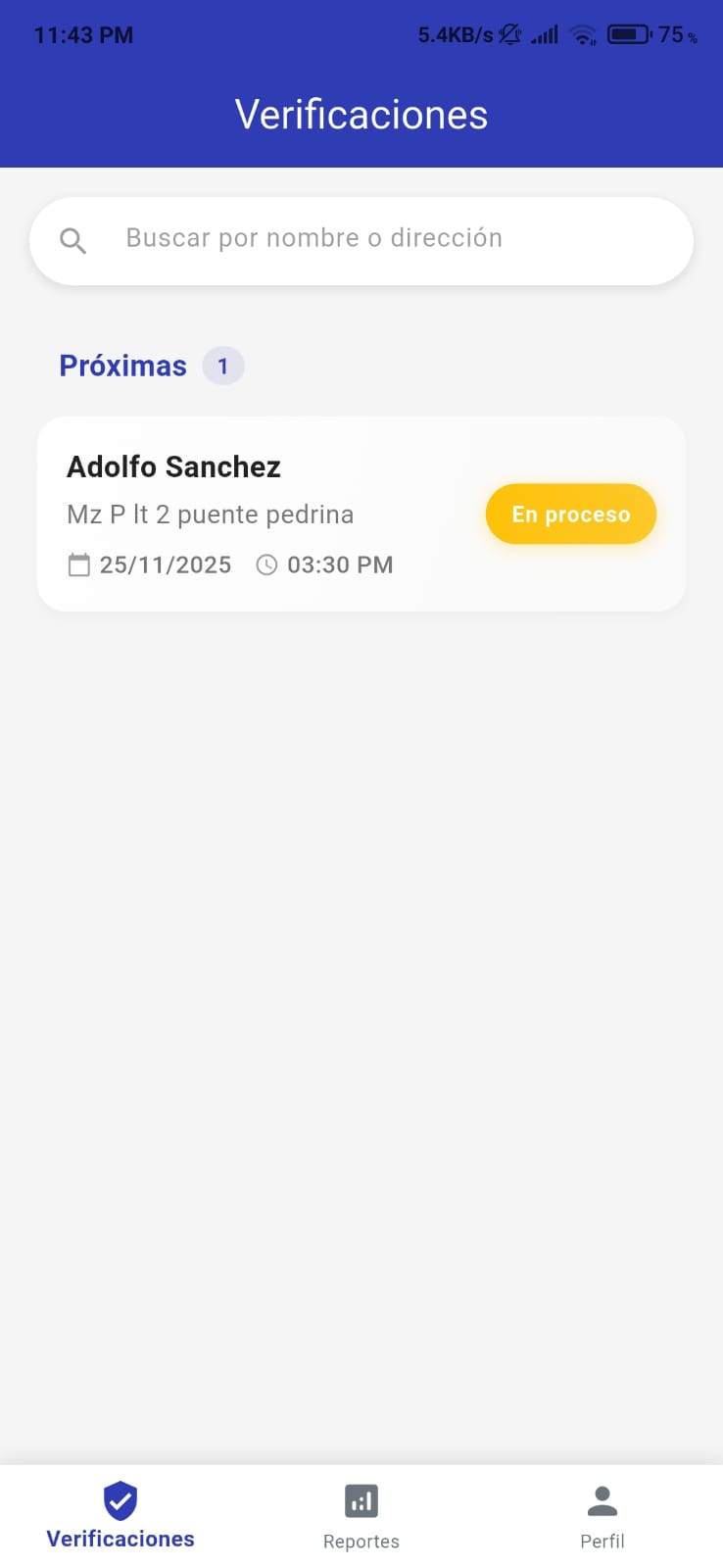 Tracker Mobility App - Pantalla 2