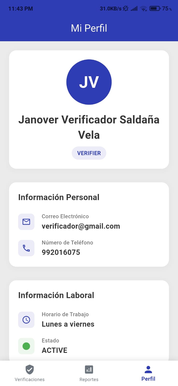 Tracker Mobility App - Pantalla 4